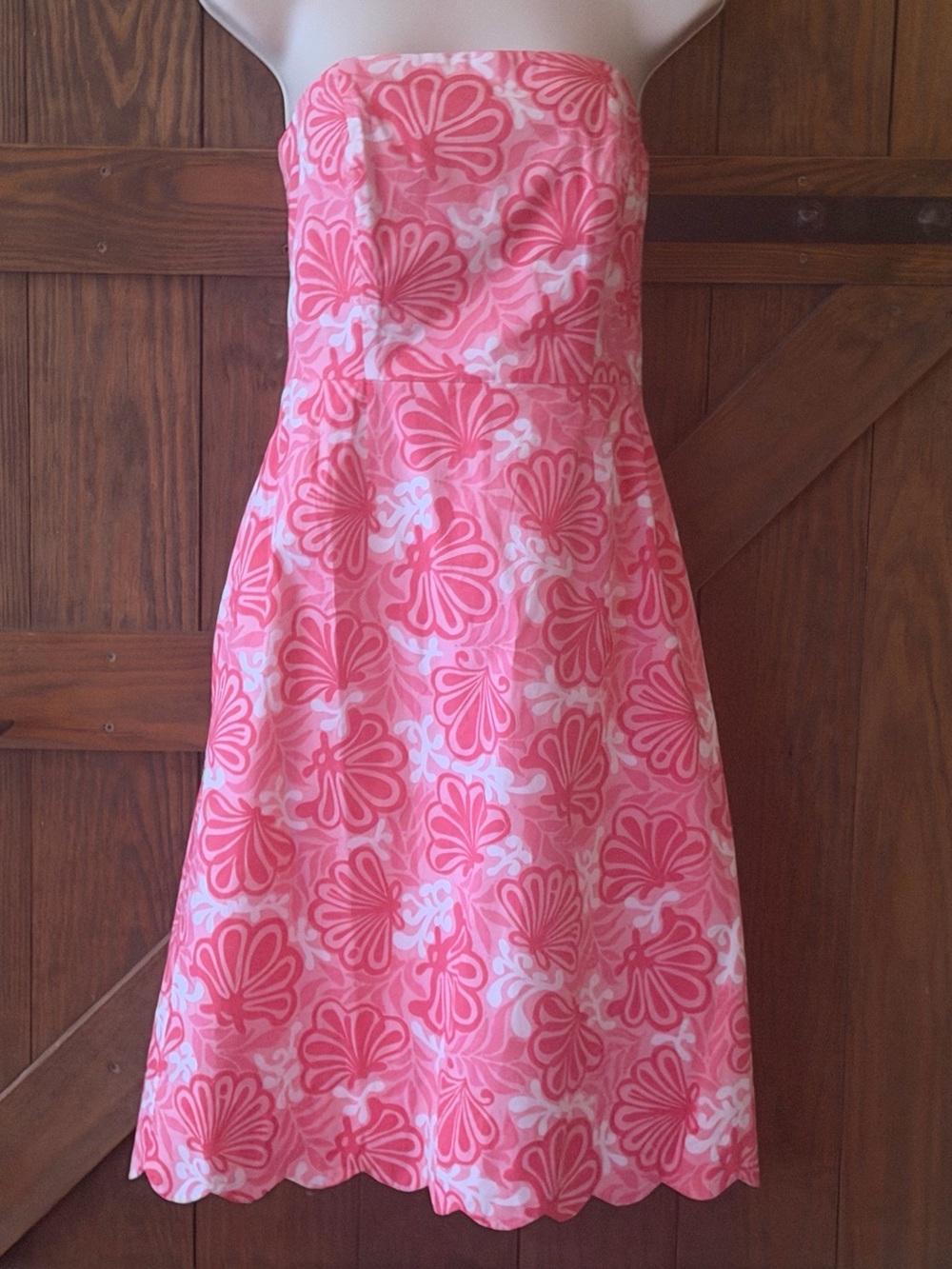 Lilly Pulitzer Pink and Coral Abstract Floral Strapless Dress